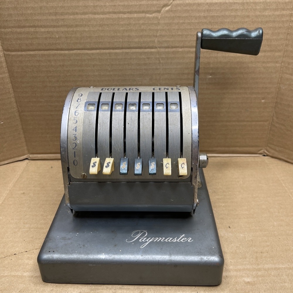 Vintage Paymaster X-550 7 Column Check Writer Imprinter Machine Works No Key